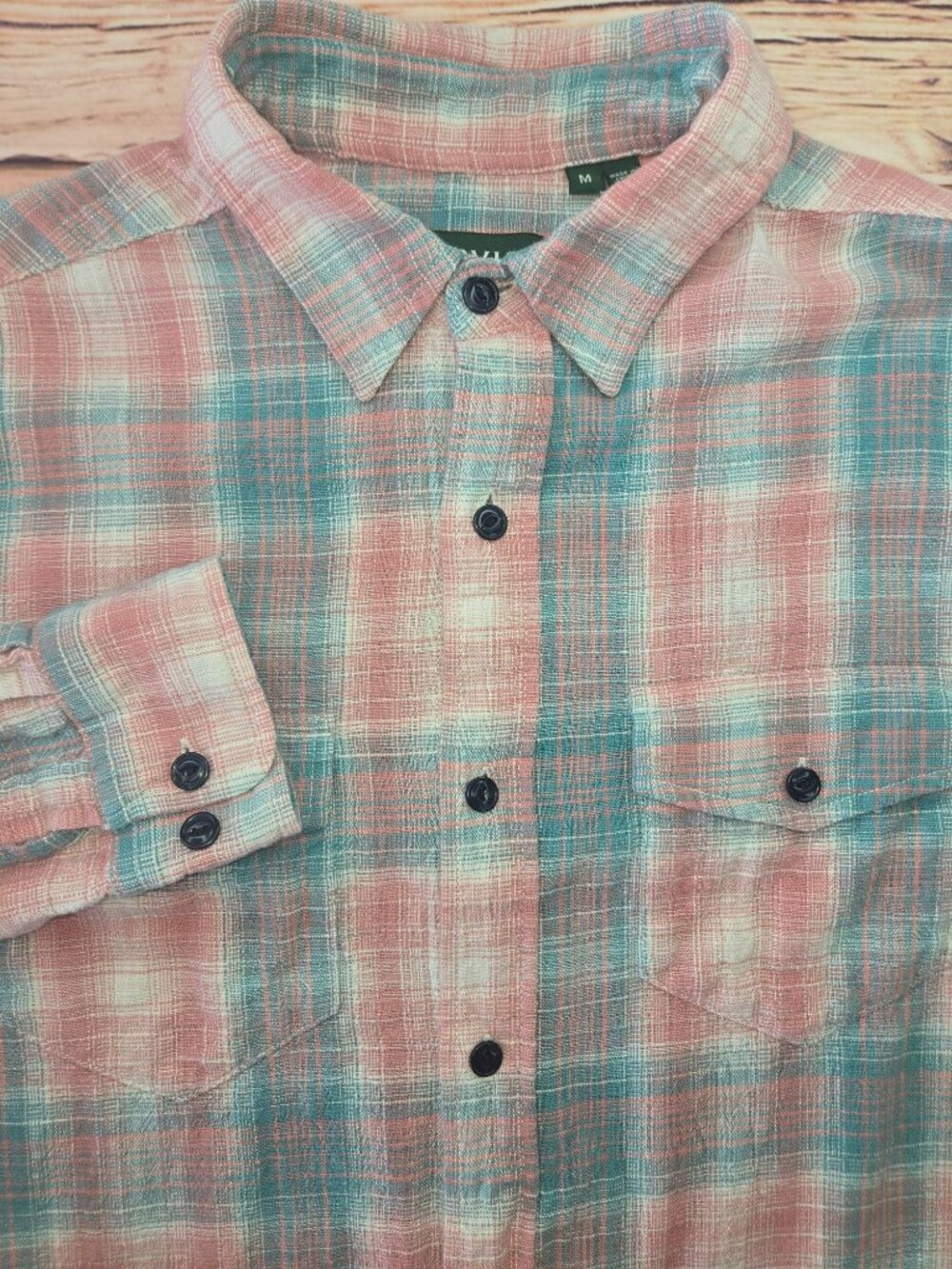 Orvis Mens Mens Classic Fit Pink Plaid Button-Up Shirt Medium